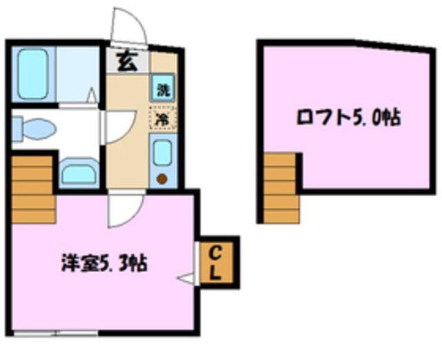 ウェルコーポ宿河原(1K/2階)の間取り写真