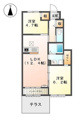 ソラーナ向田(2LDK/1階)の間取り写真