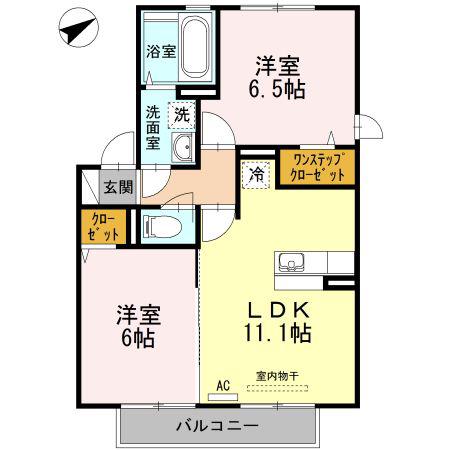 セジュール・アルジェント A棟(2LDK/2階)の間取り写真