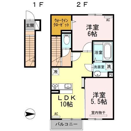 ALFORT・IIB202(2LDK/2階)の間取り写真