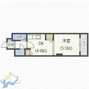 シルキーハイツ裏参道(1DK/4階)の間取り写真