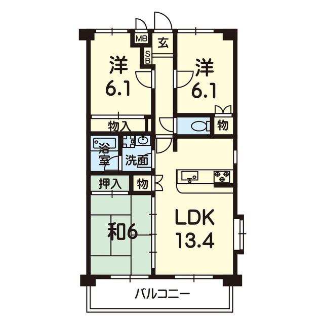 レインボーブリッジII(3LDK/1階)の間取り写真