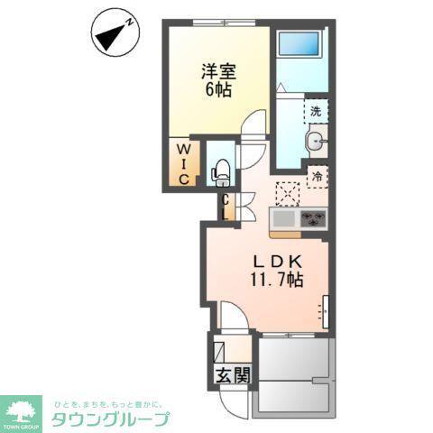 グリンコート(1LDK/1階)の間取り写真