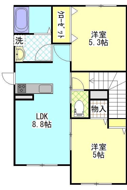 シャーメゾングレイス(2LDK/2階)の間取り写真