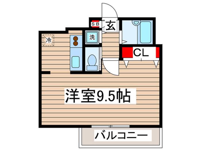 レニエ・ラ・ヴェルトゥ(ワンルーム/3階)の間取り写真
