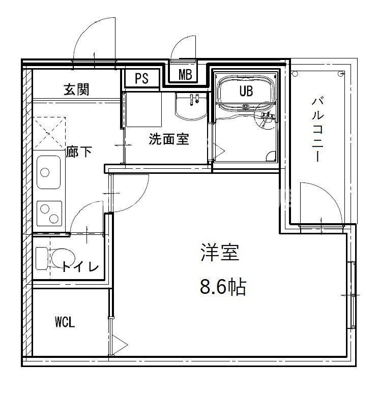フジパレス加賀屋II番館(1K/3階)の間取り写真