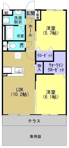 サンステイト(2LDK/1階)の間取り写真