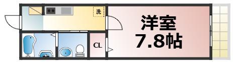 ノイヴェル巽北(1K/1階)の間取り写真