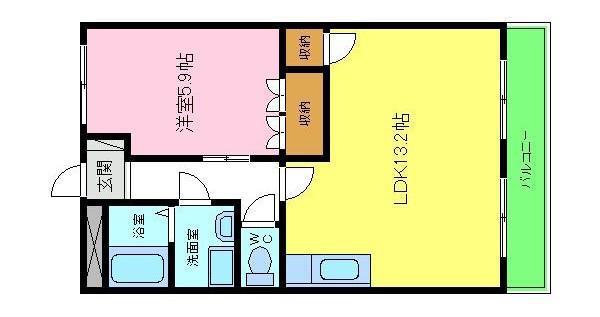 メルヴェール(1LDK/2階)の間取り写真