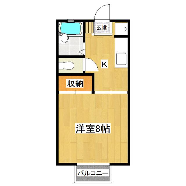 セントラル渡辺(1K/2階)の間取り写真