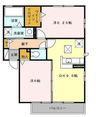 シャトルエミネンス(2DK/2階)の間取り写真
