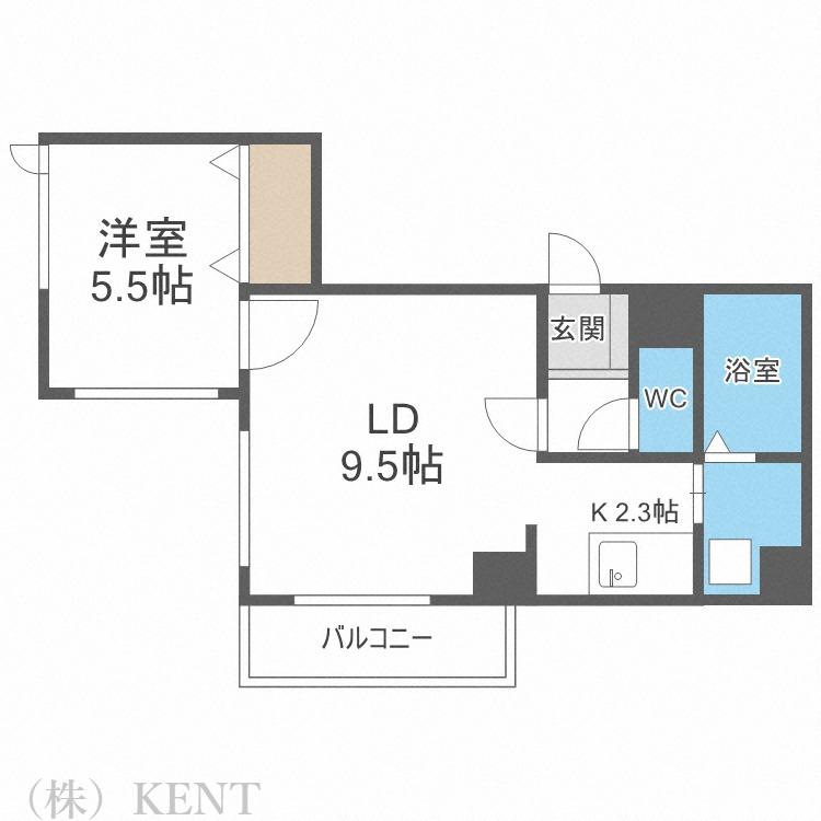 モンブリック琴似(1LDK/2階)の間取り写真