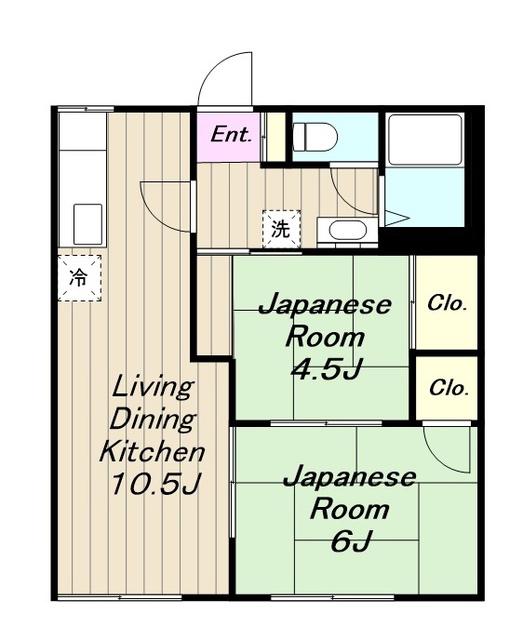 高砂ハイツ(2LDK/2階)の間取り写真
