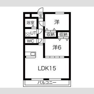 ロイヤル・ふじ(2LDK/6階)の間取り写真