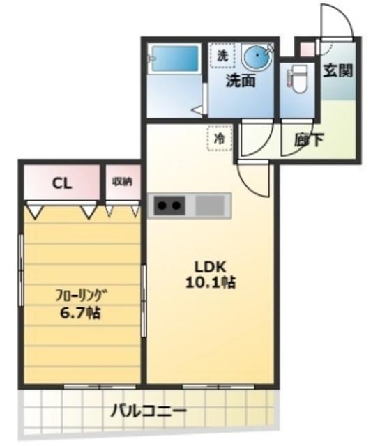 センターパーク平井V(1LDK/2階)の間取り写真