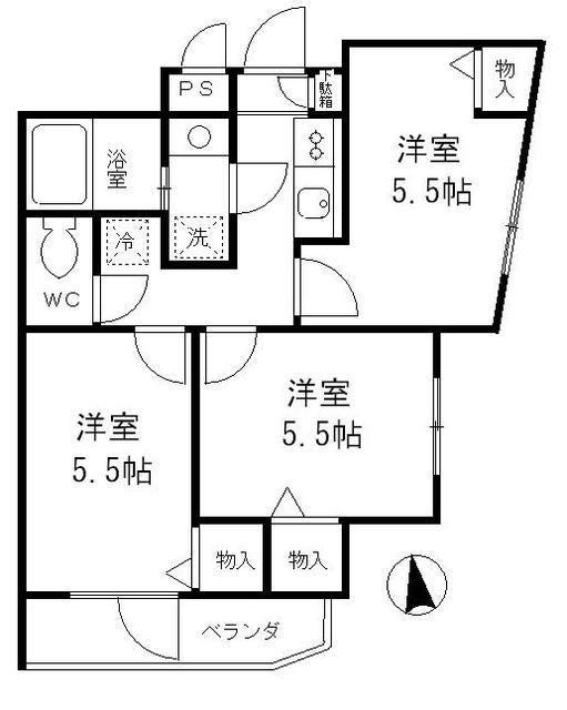 オータムインニューヨーク(3K/1階)の間取り写真