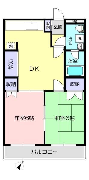 原マンション(2DK/2階)の間取り写真