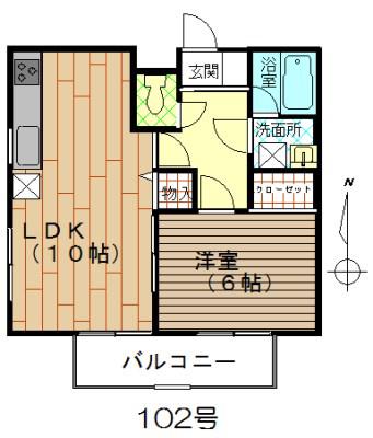 サンパティーク久野(1LDK/1階)の間取り写真