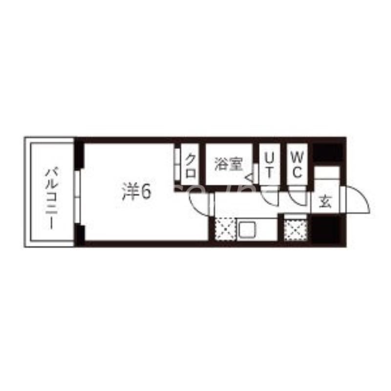 ワールドアイ大阪城イーストⅢ(1K/2階)の間取り写真