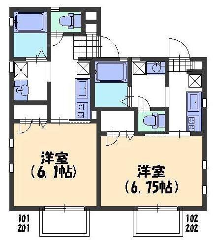 E-FLATS(1K/2階)の間取り写真