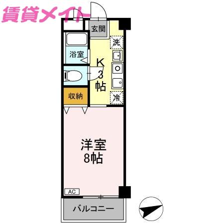 エスポワール生和(1K/2階)の間取り写真