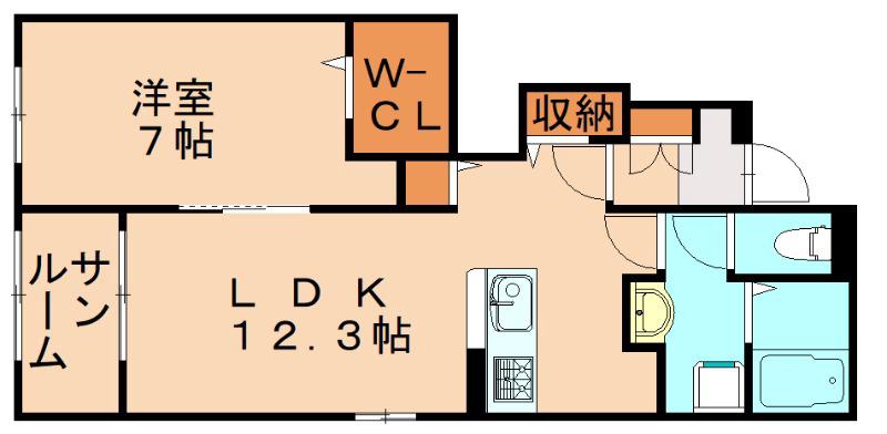 モンテピーノ 池田(1LDK/1階)の間取り写真