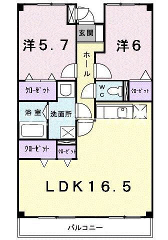 ヴィラ・アベニール(2LDK/3階)の間取り写真