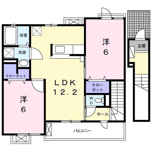 コンシェルジュ颯I(2LDK/2階)の間取り写真