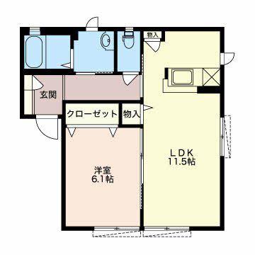 ライフコーポA(1LDK/1階)の間取り写真
