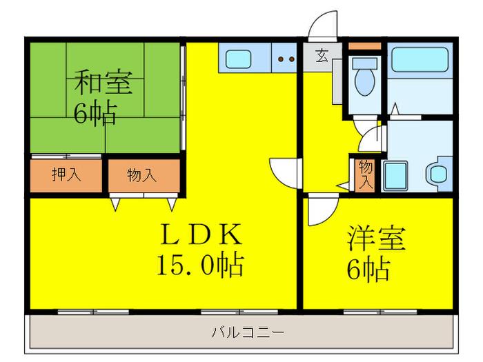エレガンスクローバー(2LDK/1階)の間取り写真