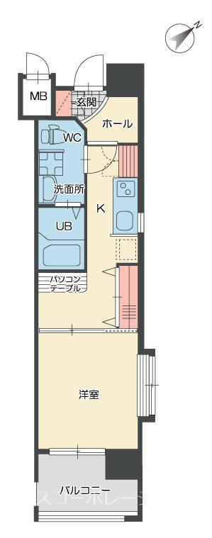 アースコート桜通(1DK/3階)の間取り写真