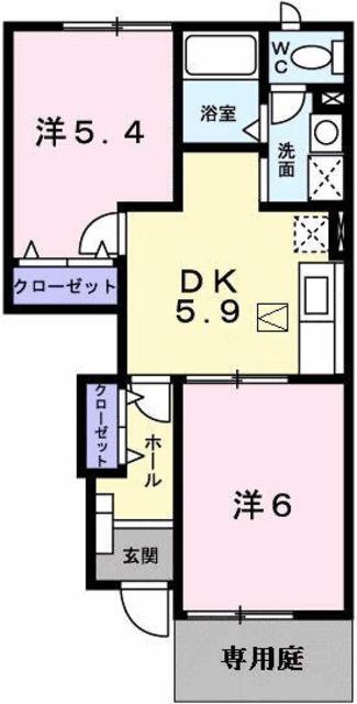 セレッソA(2DK/1階)の間取り写真