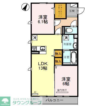 グランジュネス(2LDK/2階)の間取り写真