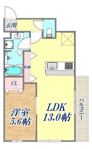 ベルフィオーレ(1LDK/3階)の間取り写真