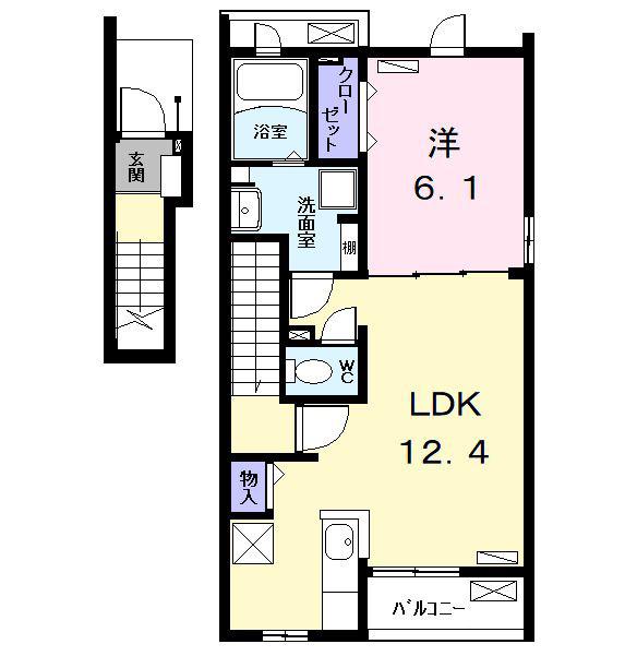 TWINS B(1LDK/2階)の間取り写真