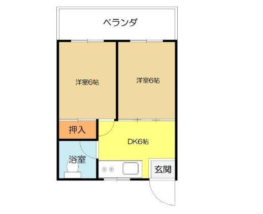 キャッスルマンション(2DK/4階)の間取り写真