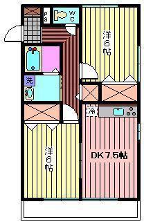 ルフレS(2DK/2階)の間取り写真