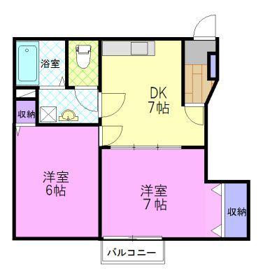 KKハイツ(2DK/1階)の間取り写真