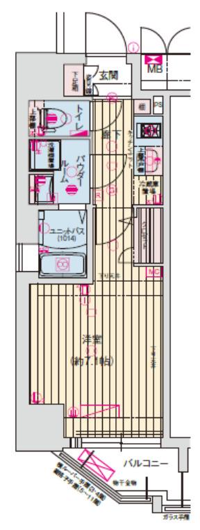 ララプレイス大阪福島ミラ(1K/4階)の間取り写真