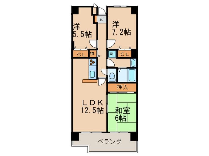 フレックス戸ノ内(3LDK/2階)の間取り写真
