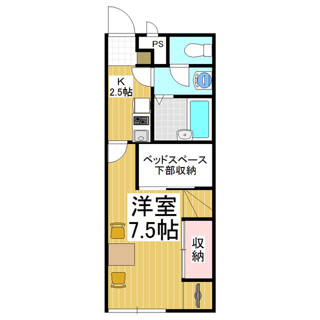 グリーンハウス(1K/2階)の間取り写真