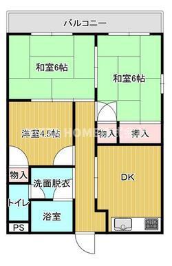 新柏原ビレッジ2号棟(3DK/3階)の間取り写真