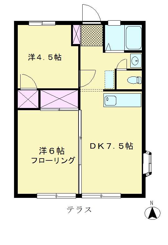 グリーンハイツ祖師谷(2DK/1階)の間取り写真