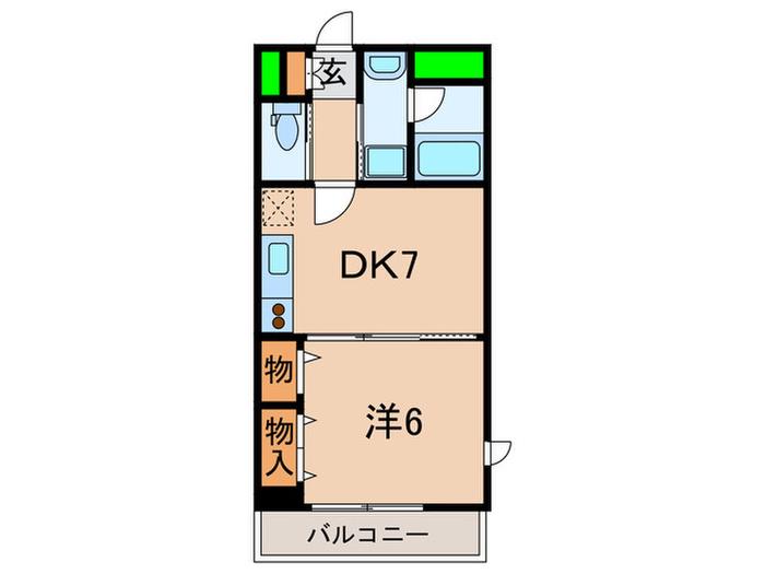 ウェルハウス東大井A棟(1DK/1階)の間取り写真
