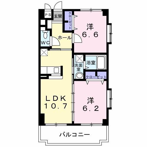 バディーハウス(2LDK/3階)の間取り写真