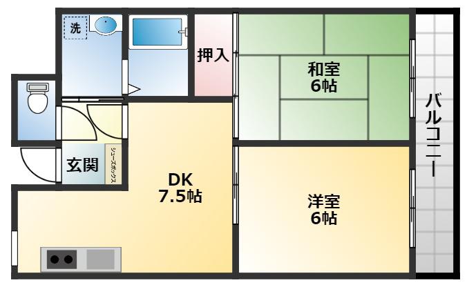 ボヌールⅡ(2DK/3階)の間取り写真