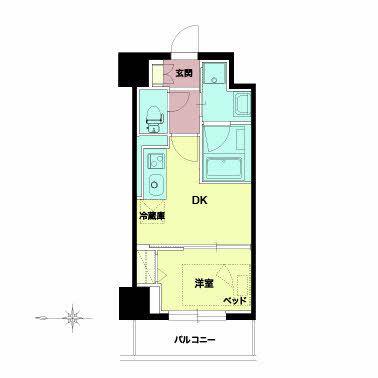 セルン新町(1DK/11階)の間取り写真