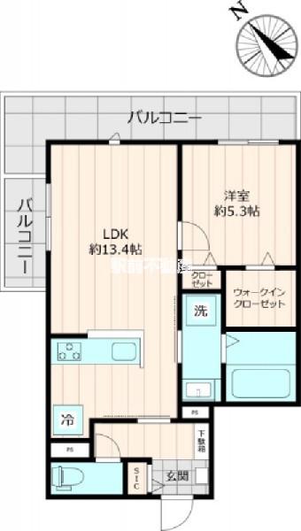 アズール伯玄(1LDK/2階)の間取り写真