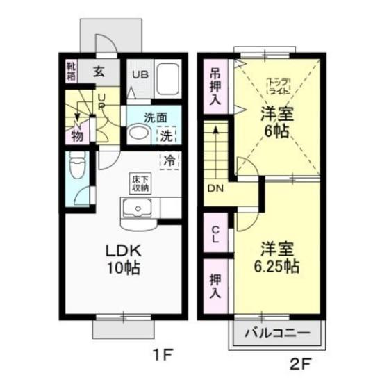ハーベスト(2LDK/1階)の間取り写真