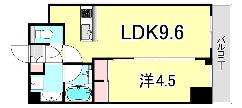 プレジオ武庫川ASIAN(1LDK/2階)の間取り写真